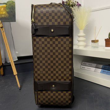 Pegase 65 Suitcase Bag Damier Ebene Brown leather