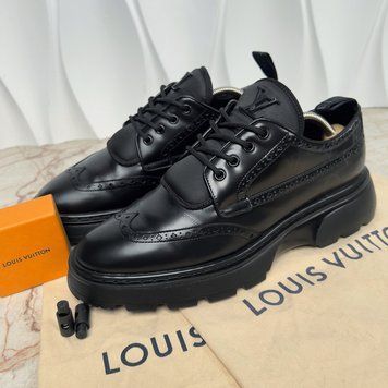 Monogram Bold Wingtip дербі чорні шкіряні 3666 фото