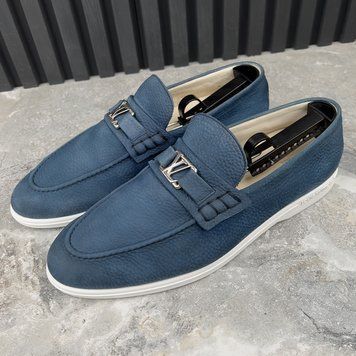 Estate Loafers Blue Grained Leather