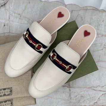 Princetown Horsebit Web Mule Beige Leather