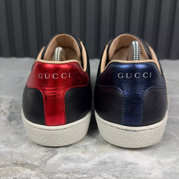 Ace Blind Embroidered Web Sneakers Black Leather