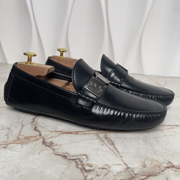 Racetrack Driving Moccasin Black Glazed Leather