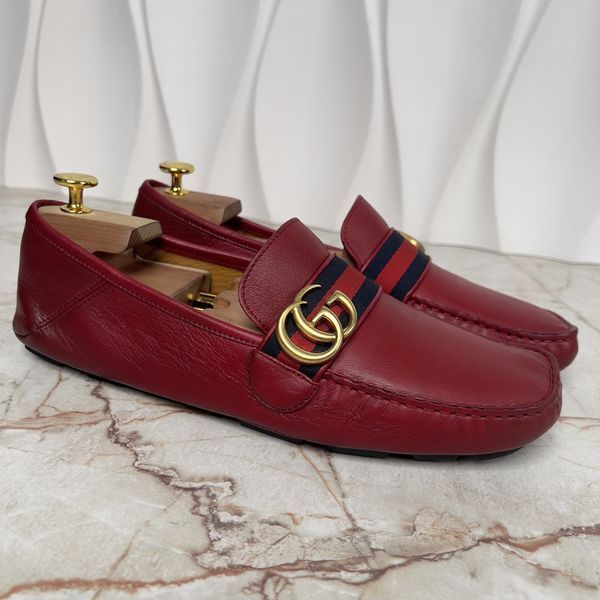 Marmont Double G Web Driving Moccasin Red Leather