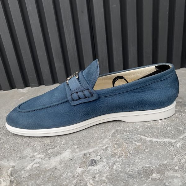 Estate Loafers Blue Grained Leather