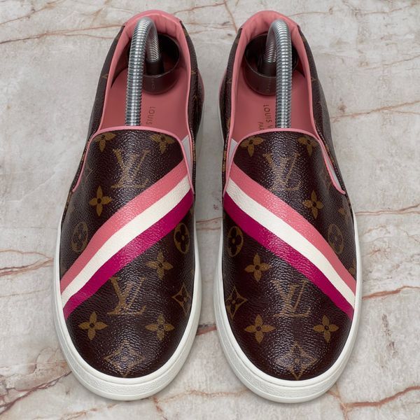 Frontrow Monogram Slip On Sneakers Brown Canvas