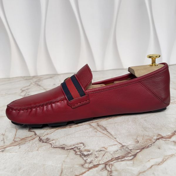 Marmont Double G Web Driving Moccasin Red Leather