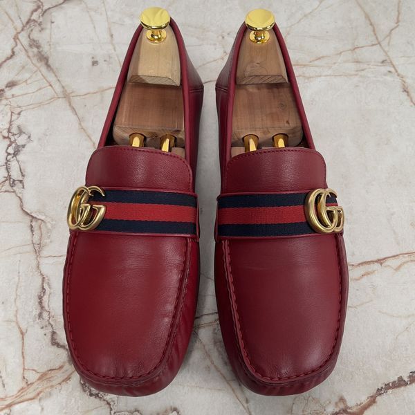 Marmont Double G Web Driving Moccasin Red Leather