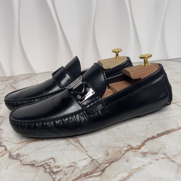 Racetrack Driving Moccasin Black Glazed Leather