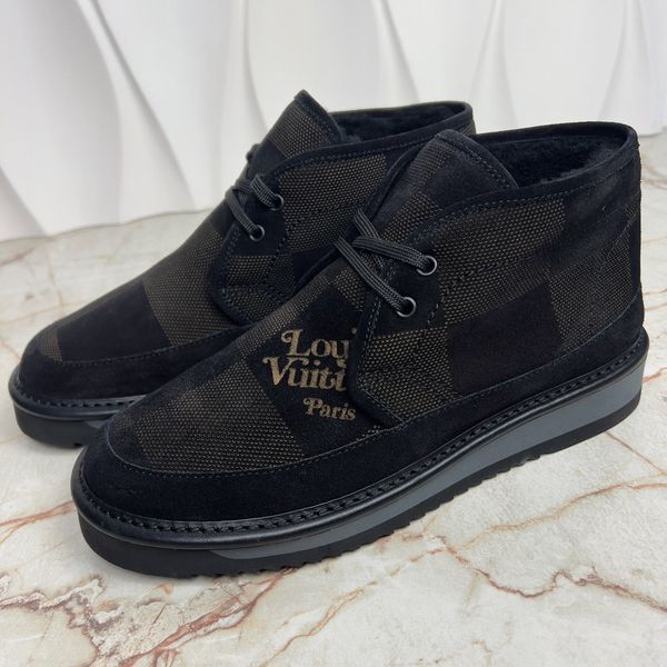 NIGO Damier Giant LV Cozy Lined черевики чорні замшеві на хутрі 3309 фото