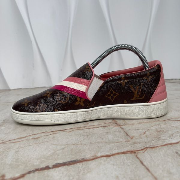 Frontrow Monogram Slip On Sneakers Brown Canvas