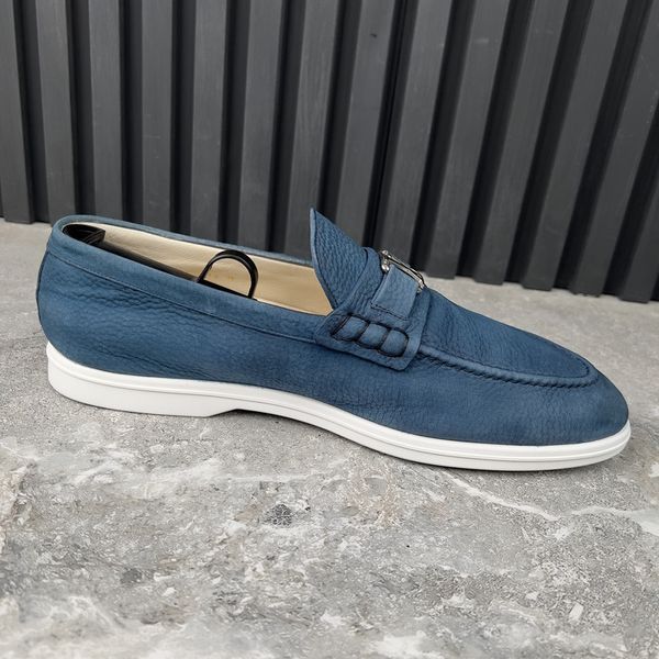 Estate Loafers Blue Grained Leather