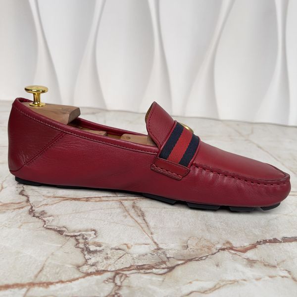 Marmont Double G Web Driving Moccasin Red Leather