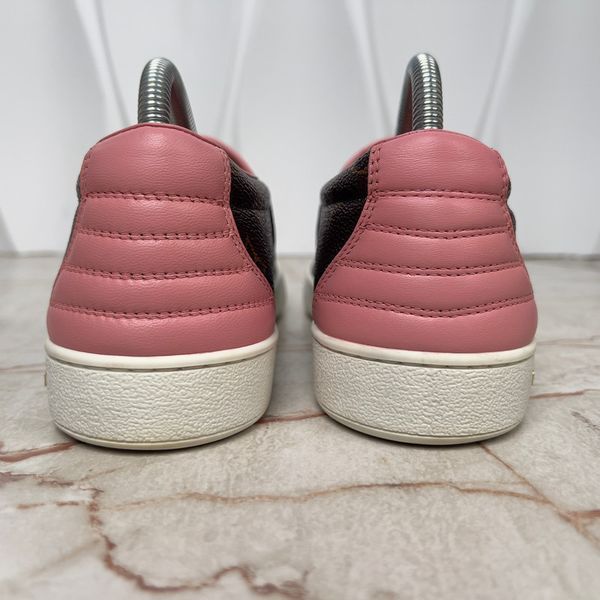 Frontrow Monogram Slip On Sneakers Brown Canvas