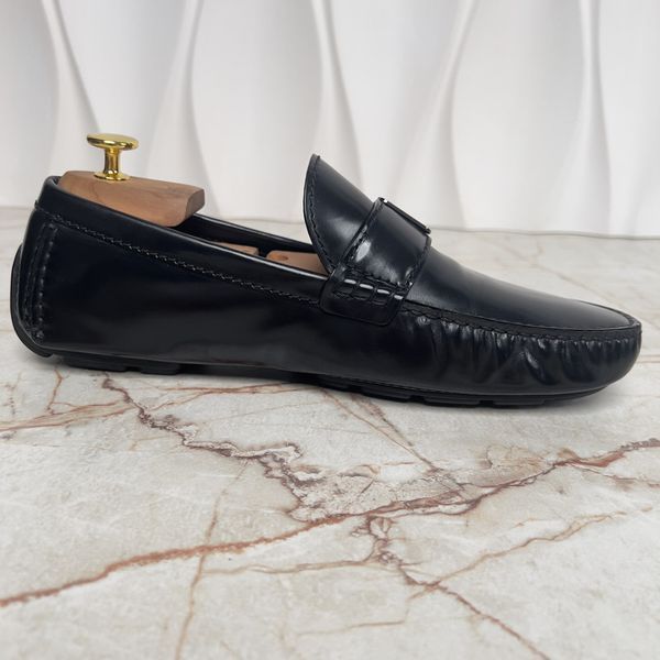 Racetrack Driving Moccasin Black Glazed Leather