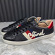 Ace Blind Embroidered Web Sneakers Black Leather
