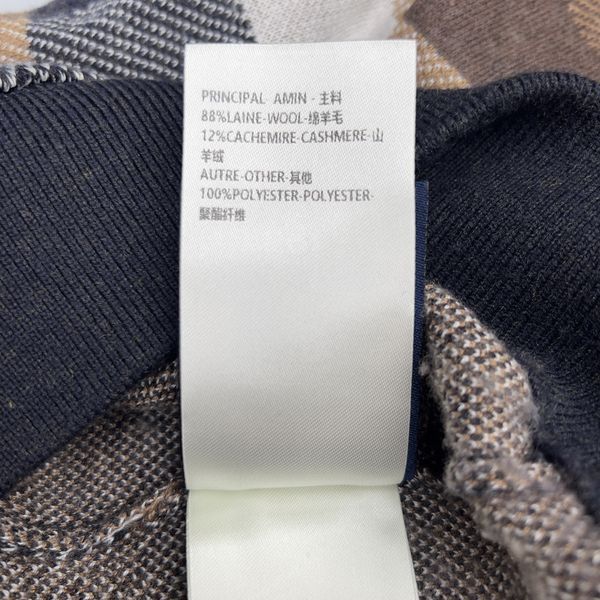 Parker Hoodie Sweater Damier Blue Brown Cashmere Wool Blend