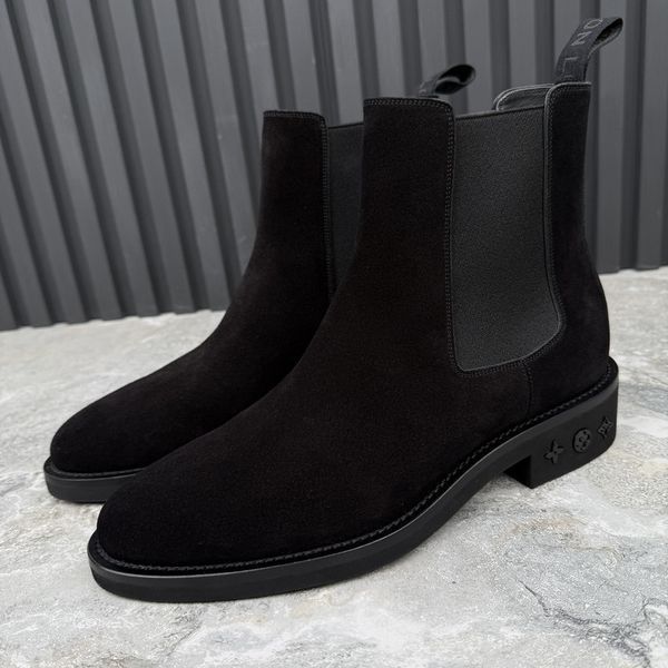 LV Charonne Chelsea Boot Monogram Black Suede