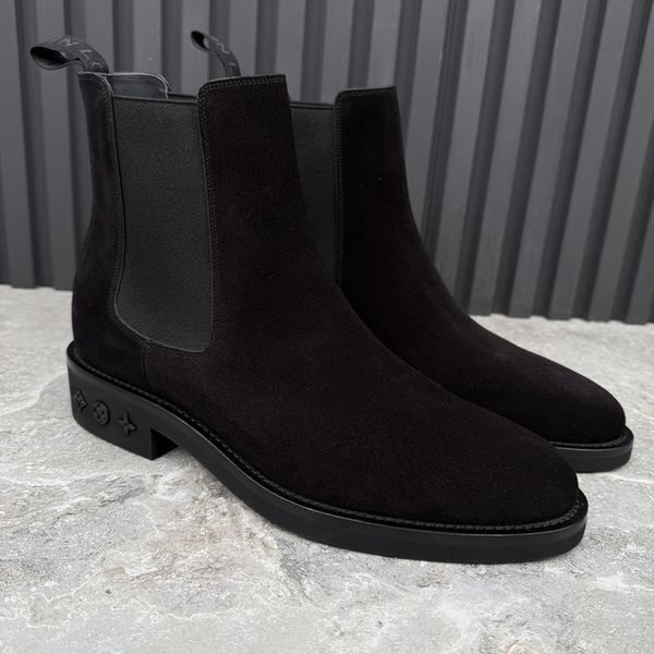 LV Charonne Chelsea Boot Monogram Black Suede