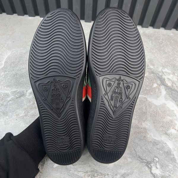Ace Web Interlocking GG Logo Sneakers Black Leather