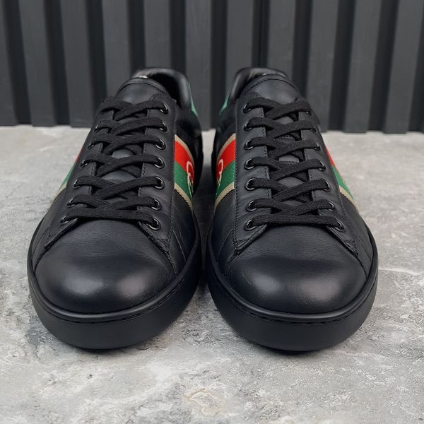 Ace Web Interlocking GG Logo Sneakers Black Leather