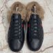 Ace Web Bee Embroidered Sneaker Fur Black Leather