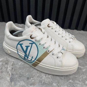 Time Out Sneakers Blue Logo White Leather