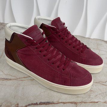 Player Trainer Sneakers Brown Damier Red Suede