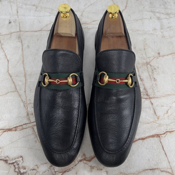 Jordaan Web Horsebit Loafers Black Leather