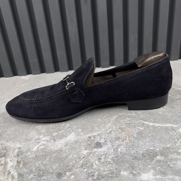 LV Club Logo Loafers Navy Blue Suede