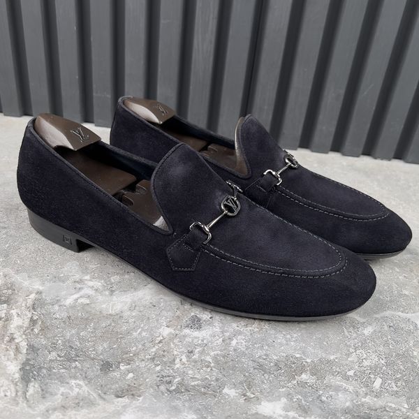 LV Club Logo Loafers Navy Blue Suede