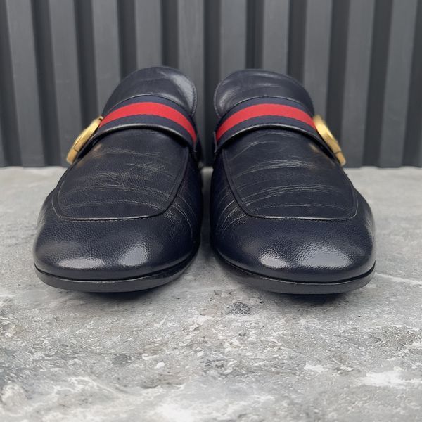 Donnie Web GG Loafers Navy Blue Leather