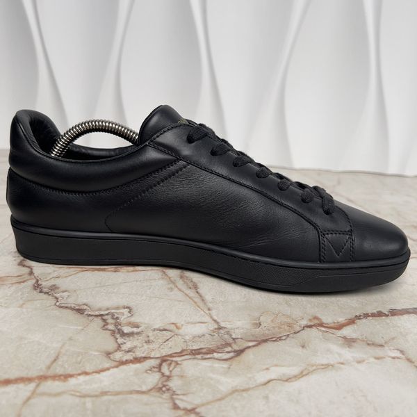 Luxembourg Trainers Embroidered Logo Black Leather