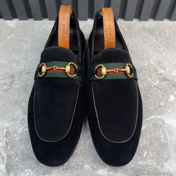 Jordaan Horsebit Web Loafers Black Suede