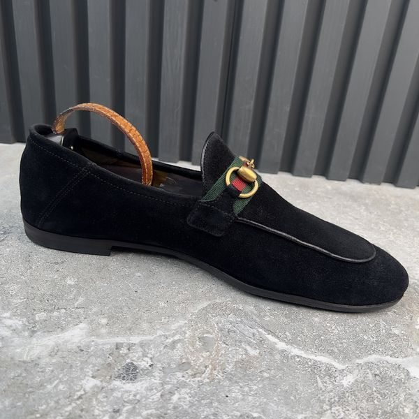 Jordaan Horsebit Web Loafers Black Suede