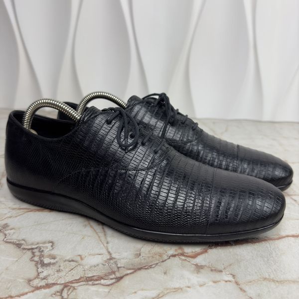 Classic derby shoes black lizard skin