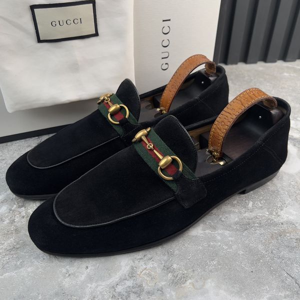 Jordaan Horsebit Web Loafers Black Suede