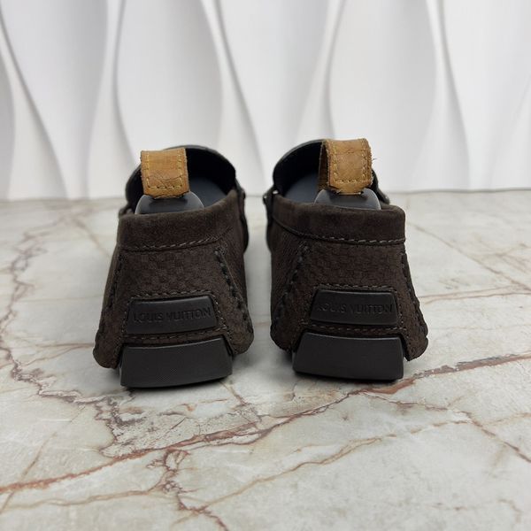 Monte Carlo Damier Driving Moccasin Brown Suede