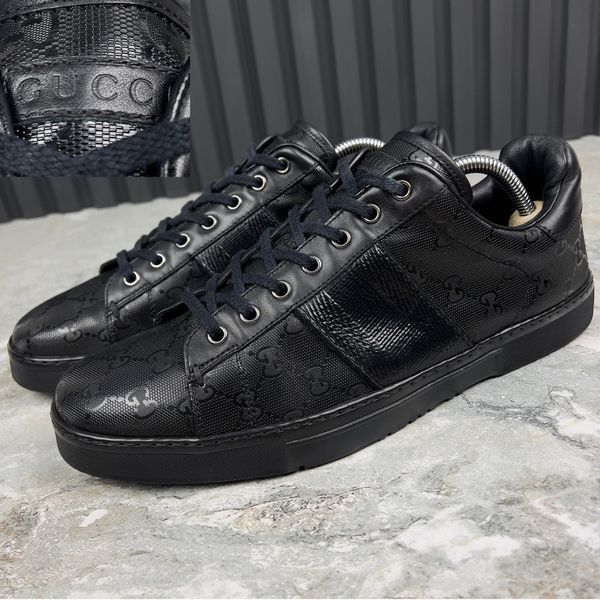 Ace GG Guccissima Monogram кросівки чорні лакована шкіра 3198 фото