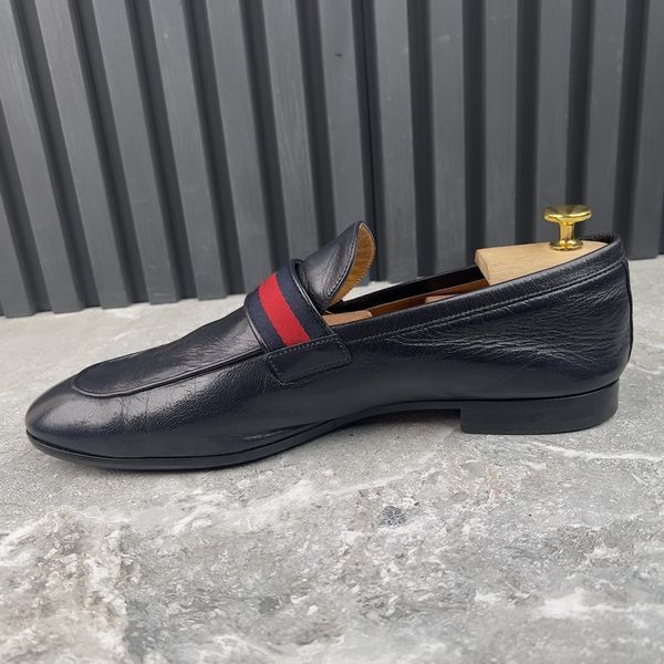 Donnie Web GG Loafers Navy Blue Leather