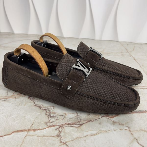 Monte Carlo Damier Driving Moccasin Brown Suede