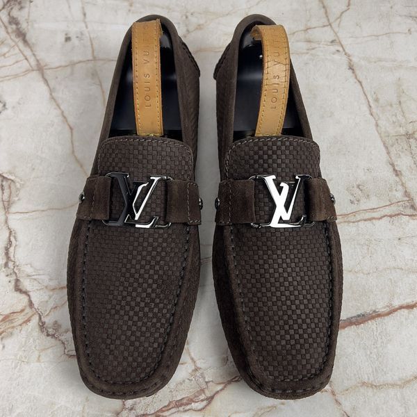 Monte Carlo Damier Driving Moccasin Brown Suede