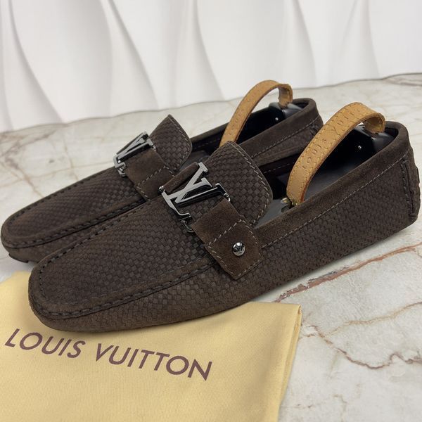 Monte Carlo Damier Driving Moccasin Brown Suede