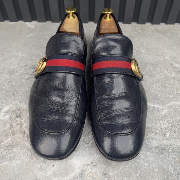 Donnie Web GG Loafers Navy Blue Leather