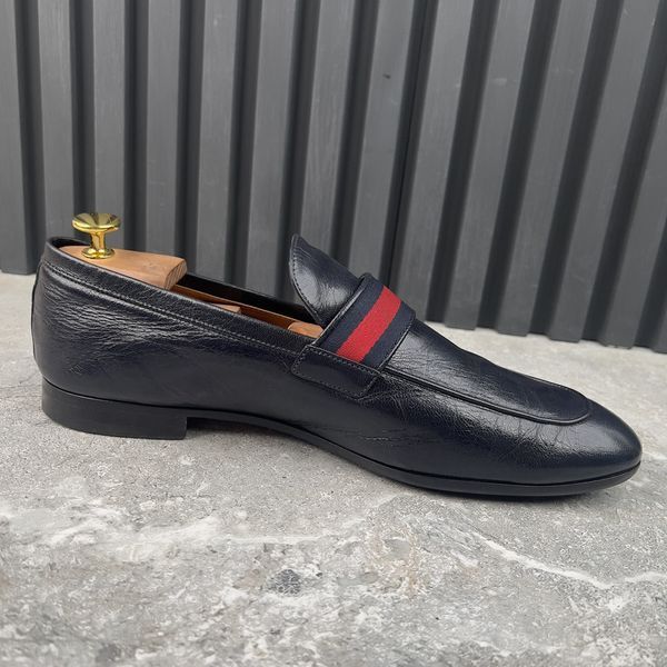 Donnie Web GG Loafers Navy Blue Leather