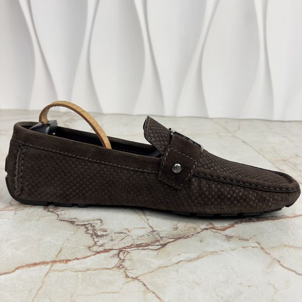 Monte Carlo Damier Driving Moccasin Brown Suede