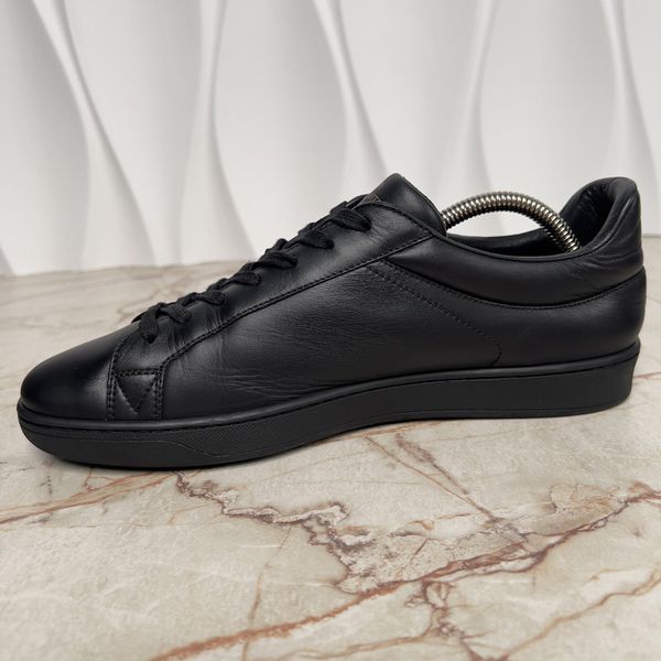 Luxembourg Trainers Embroidered Logo Black Leather
