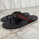 Web GG Interlocking Buckle Thong Sandals Black Leather