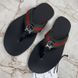 Web GG Interlocking Buckle Thong Sandals Black Leather