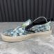 Bloom Flower Print Blue GG Supreme Canvas Slip-on