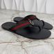 Web GG Interlocking Buckle Thong Sandals Black Leather